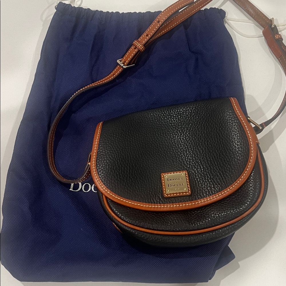 Dooney & Bourke Black and Tan Leather Crossbody